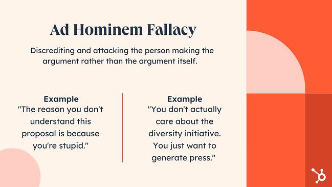 exemples d'erreurs logiques : Ad Hominem Fallacy