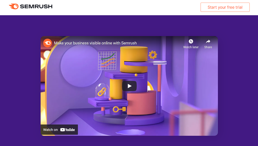 Vidéo de la page de destination de Semrush