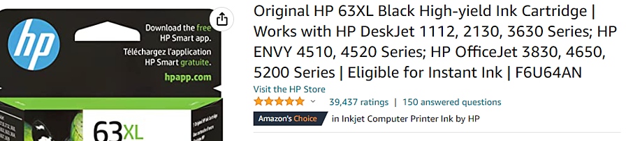 Liste Amazon d'encre avec avis