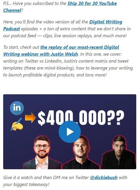 Expédiez 30 pour 30 liens e-mail