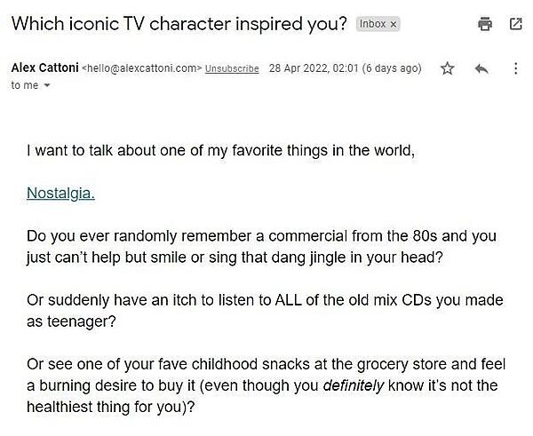 Courriel vidéo YouTube d'Alex Cattoni