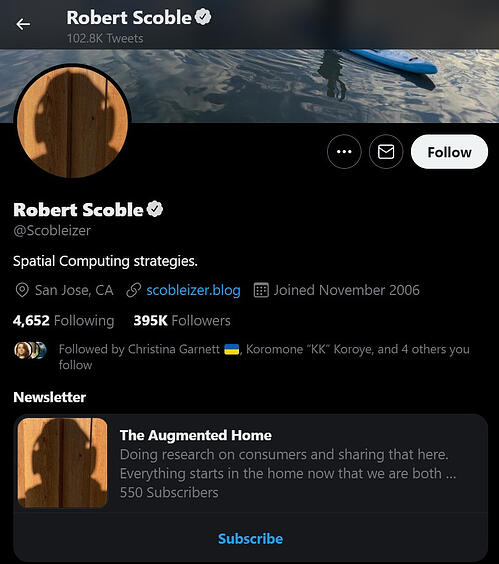 compte d'utilisateur avancé twitter : robert scoble