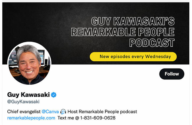 compte d'utilisateur avancé twitter : guy kawasaki