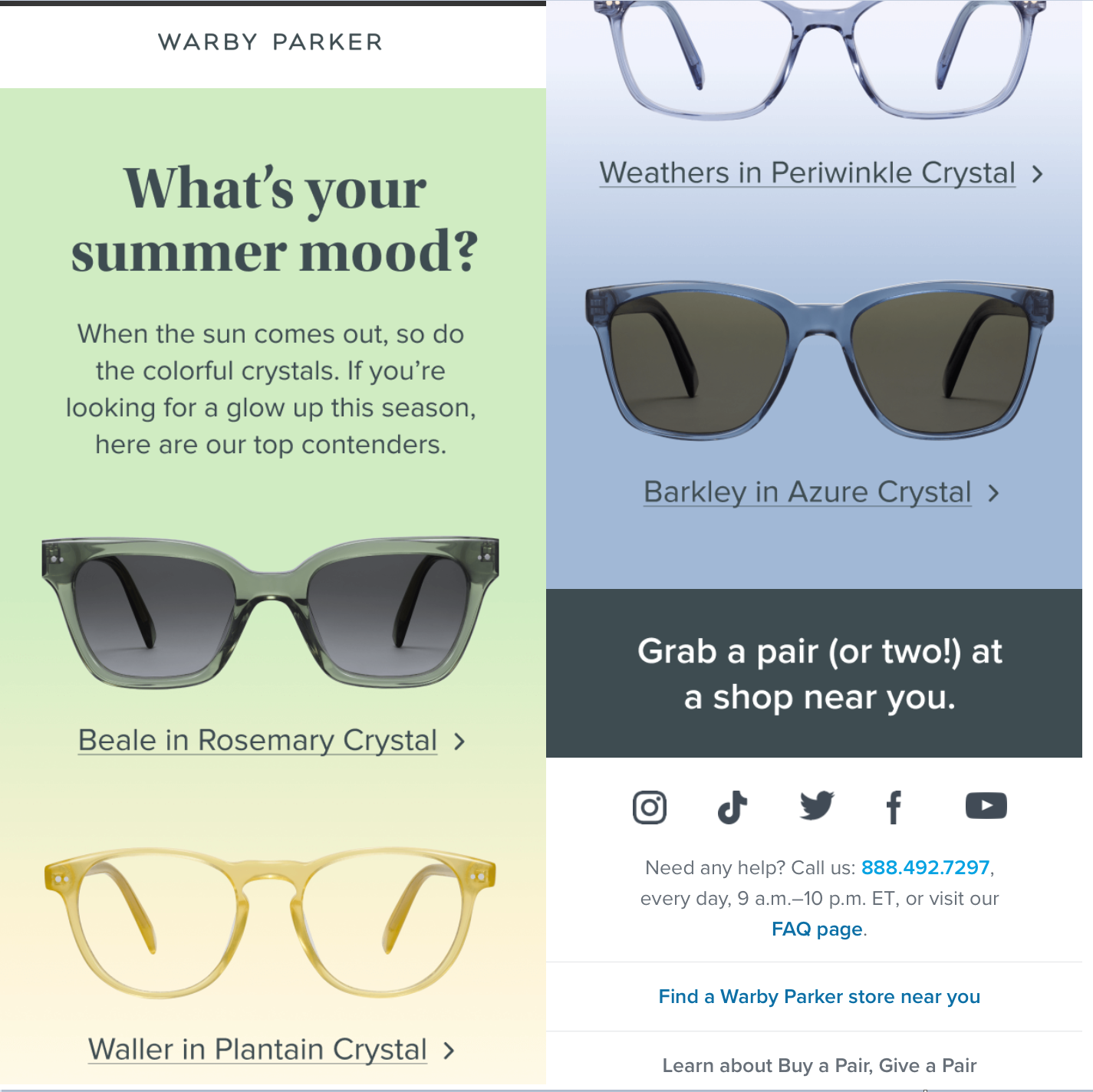 Le marketing par e-mail de Warby Parker est un exemple de marketing de contenu