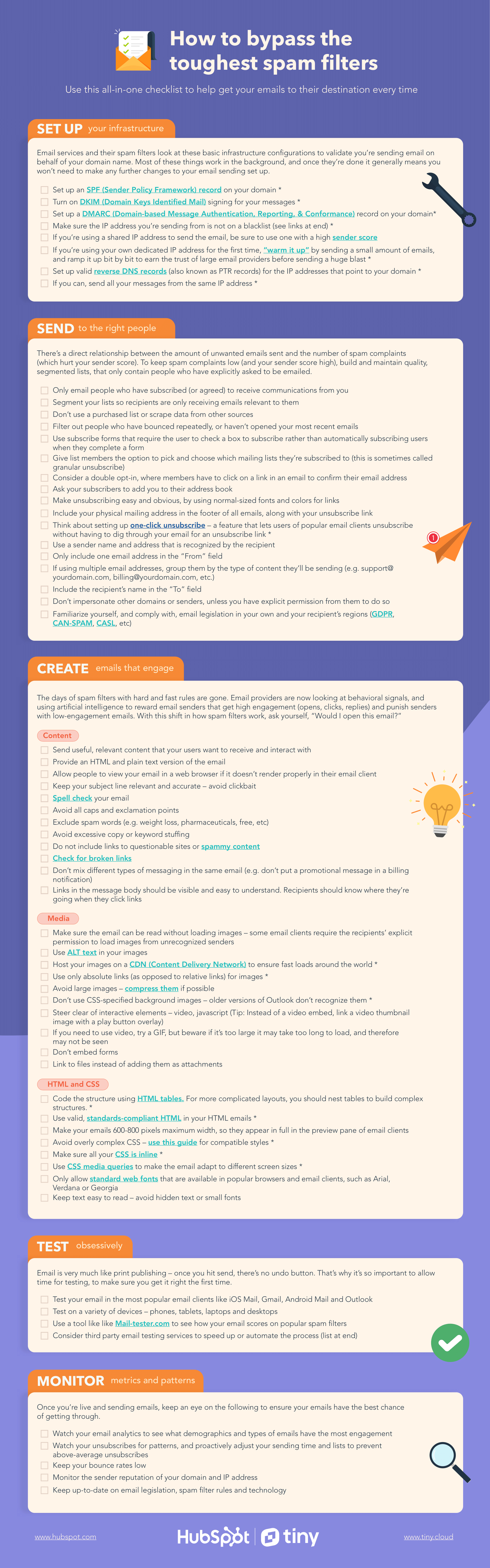 Liste de contrôle du filtre anti-spam TinyMCE