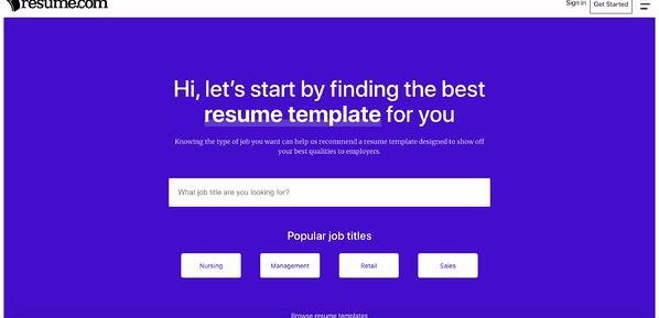 meilleur créateur de CV gratuit : resume.com