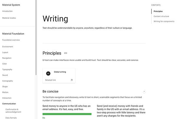 exemples de guide de style d'écriture : google