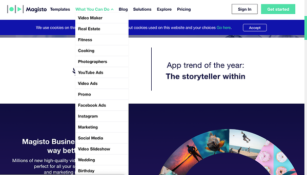 Page d'accueil Magisto