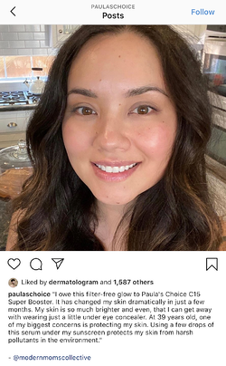 publication de contenu généré par l'utilisateur instgram de paula's choice pour augmenter le taux d'engagement instagram