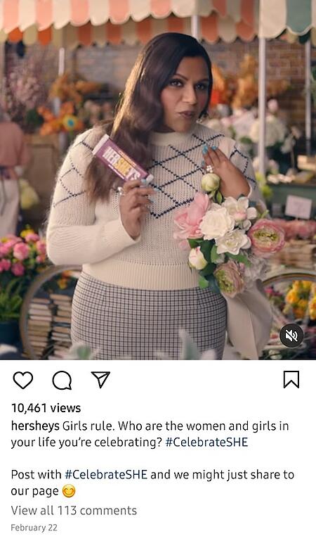 exemple de stratégie de médias sociaux : post instagram de hershey