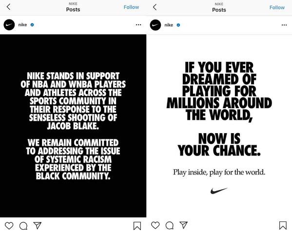 nike instagram text post cohérence de la marque