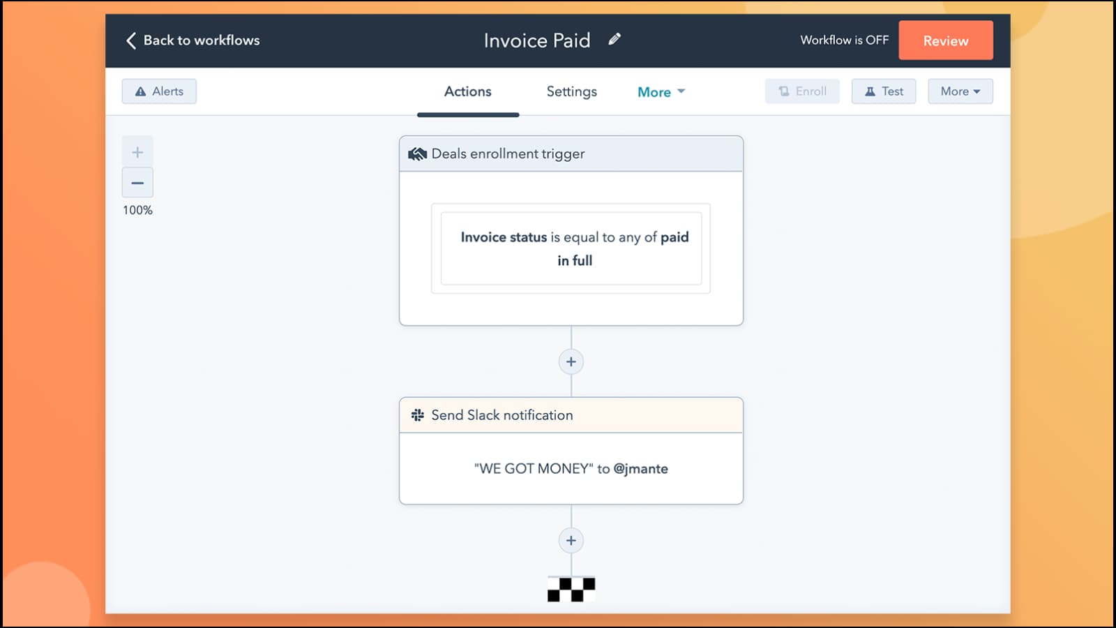 Exemple d'automatisation du workflow financier